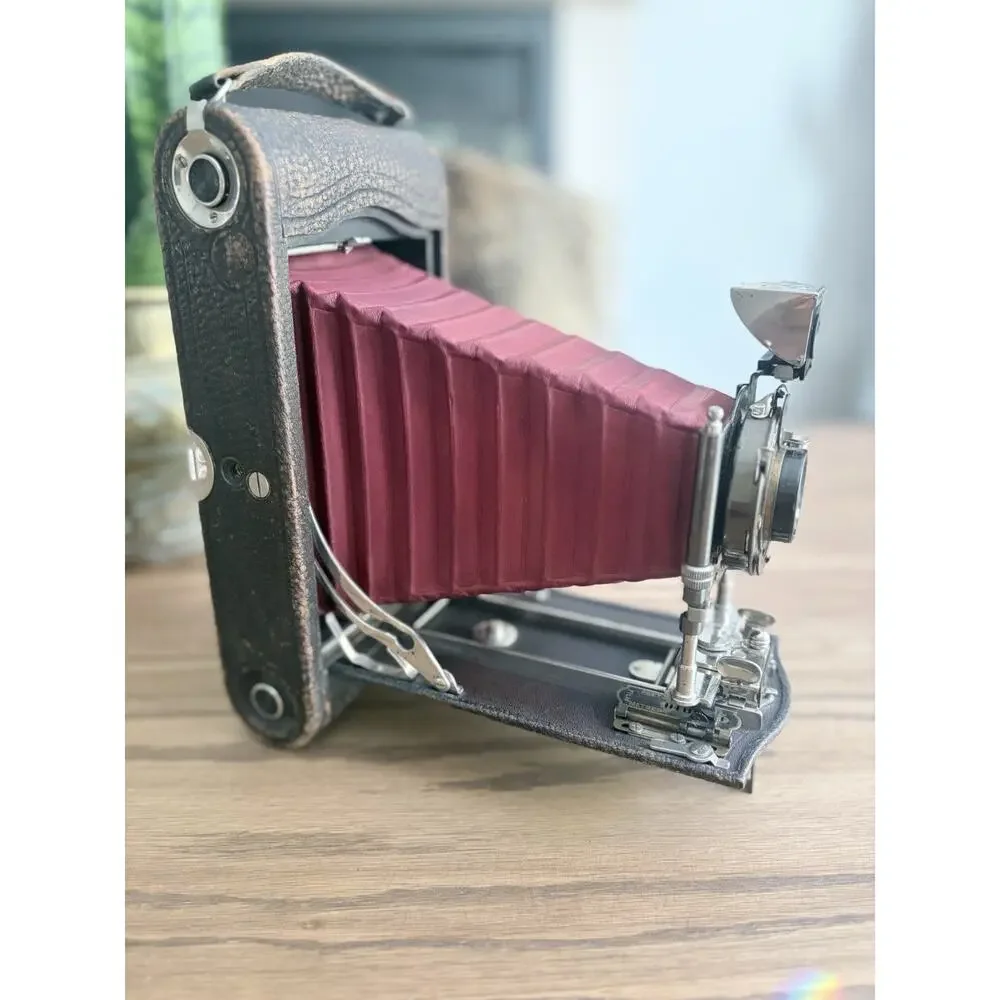 Antique Kodak No. 3A Folding Pocket Camera Model C Red Leather Bellows With Case